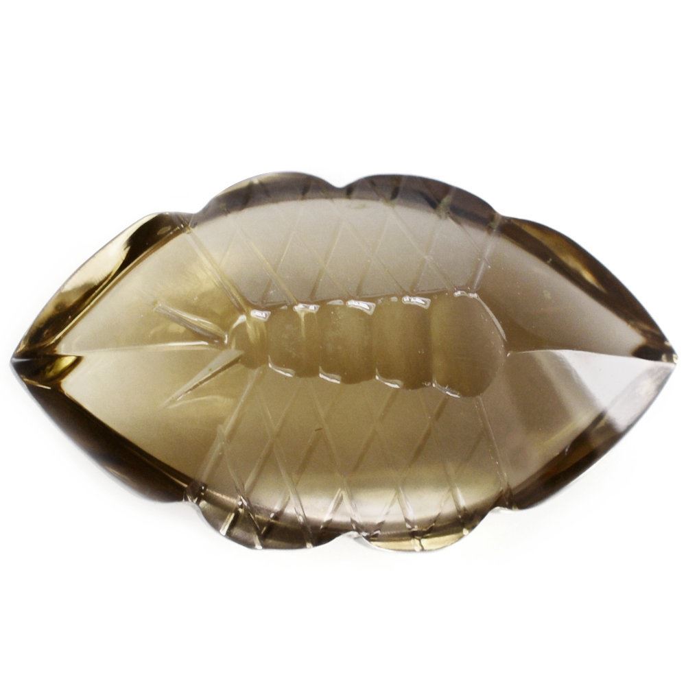 SMOKY QUARTZ BUFFTOP FISH CARVED BACK MARQUISE (DES#111) 20X11.50MM 9.75 Cts.