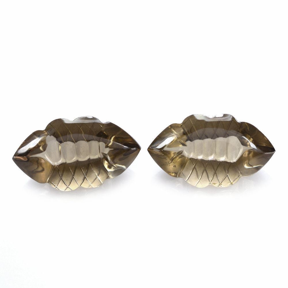 SMOKY QUARTZ BUFFTOP FISH CARVED BACK MARQUISE (DES#111) 20X11.50MM 9.75 Cts.