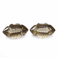 SMOKY QUARTZ BUFFTOP FISH CARVED BACK MARQUISE (DES#111) 20X11.50MM 9.75 Cts.