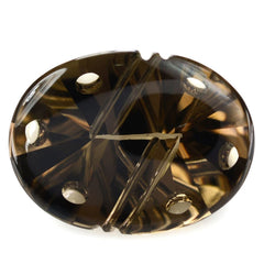 SMOKY QUARTZ FLAT BUFFTOP SUPPER BUBBLE OVAL (DES#115) 20X15MM 15.13 Cts.