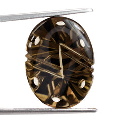 SMOKY QUARTZ FLAT BUFFTOP SUPPER BUBBLE OVAL (DES#115) 20X15MM 15.13 Cts.