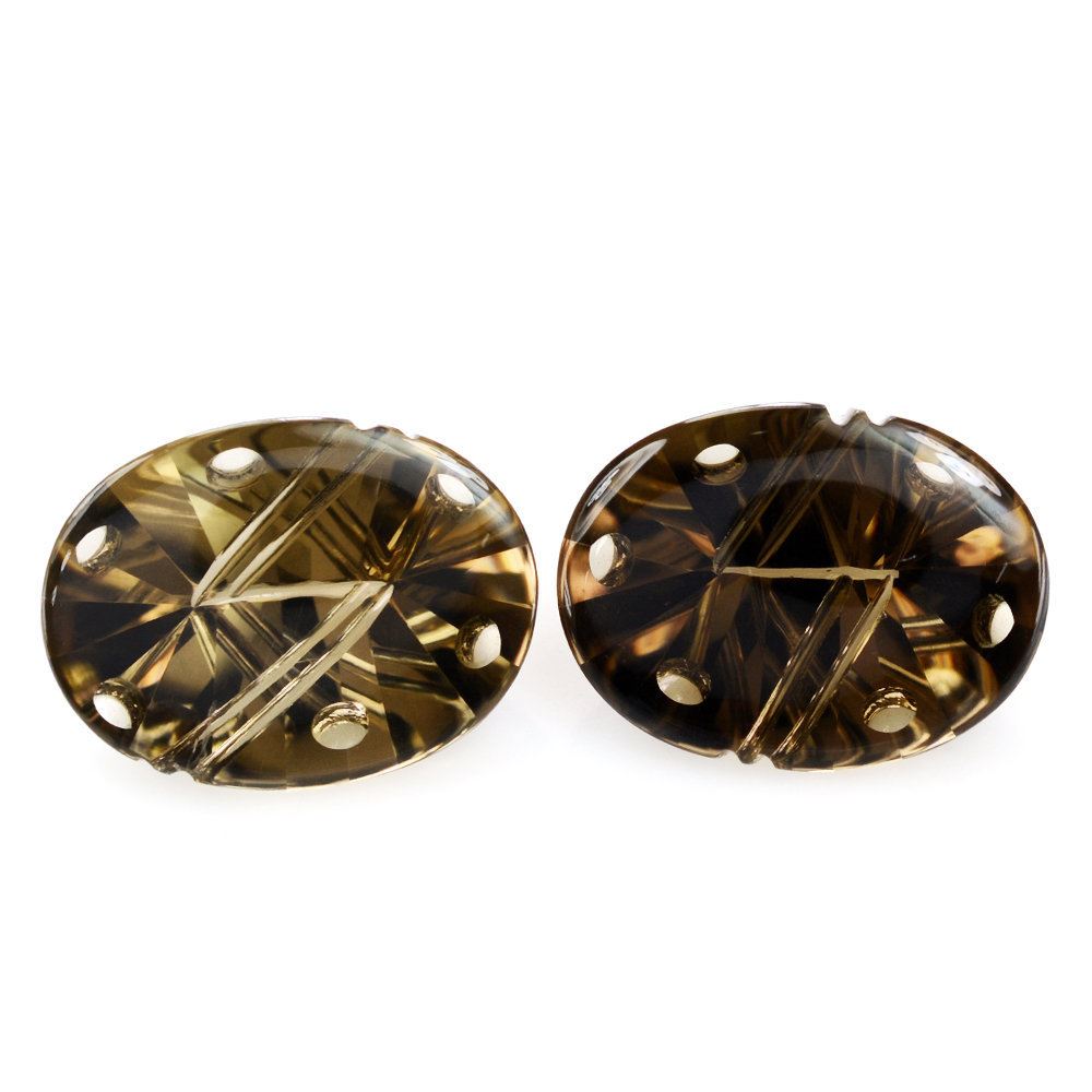 SMOKY QUARTZ FLAT BUFFTOP SUPPER BUBBLE OVAL (DES#115) 20X15MM 15.13 Cts.