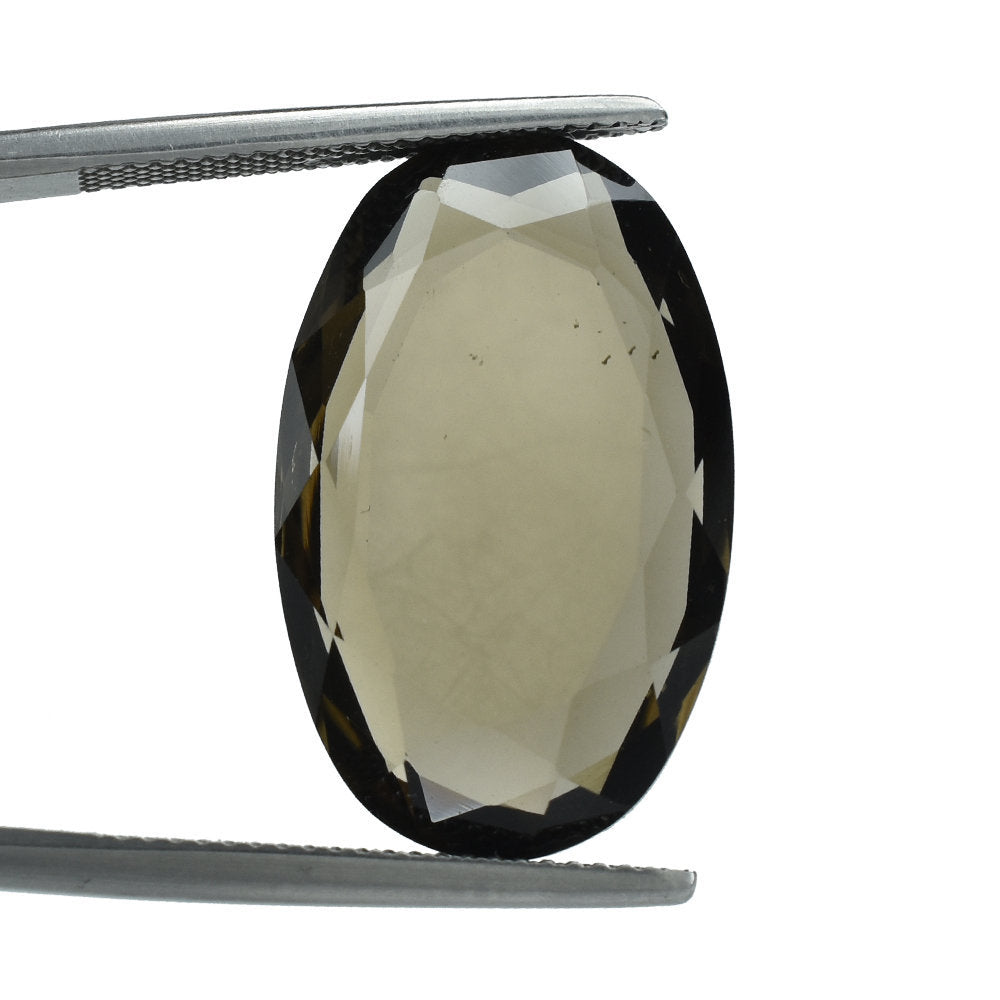 SMOKY QUARTZ BOTH SIDE TABLE CUT OVAL 24X15MM 18.40 Cts.