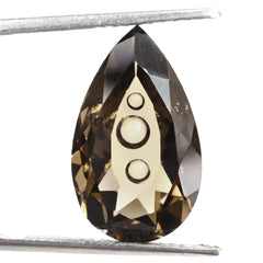 SMOKY QUARTZ SUPPER BUBBLE PEAR (DES#123) 20X12MM 9.61 Cts.