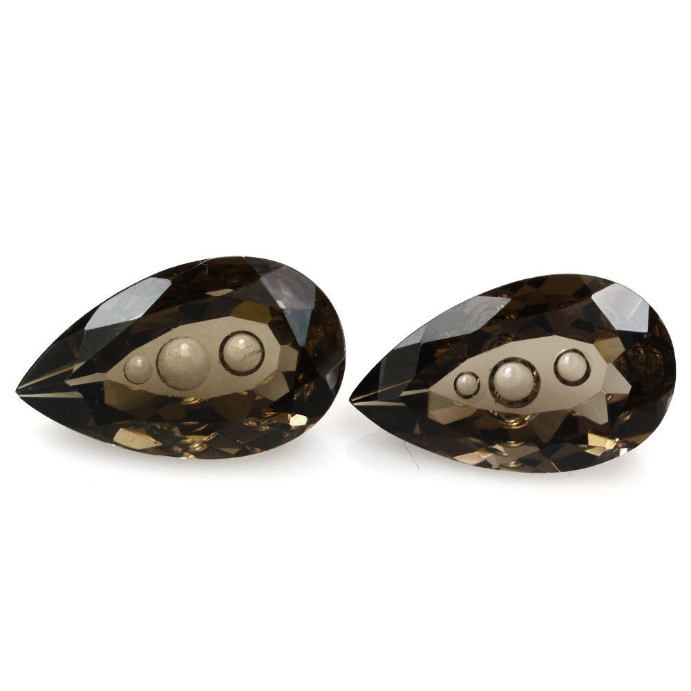SMOKY QUARTZ SUPPER BUBBLE PEAR (DES#123) 20X12MM 9.61 Cts.