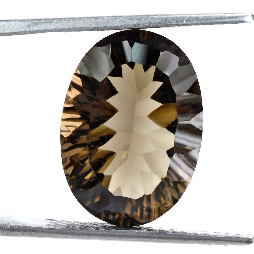 SMOKY QUARTZ CONCAVE CUT OVAL (DES#73) 18X13MM 11.84 Cts.
