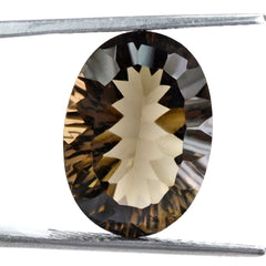 SMOKY QUARTZ CONCAVE CUT OVAL (DES#73) 18X13MM 11.84 Cts.
