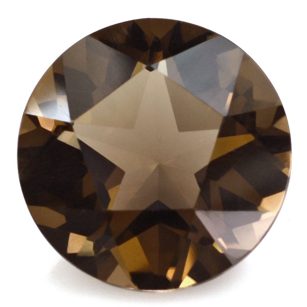 SMOKY QUARTZ PENTAGON ROUND WITH STAR CUT BACK (DES#44) 15MM 10.67 Cts.