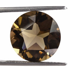 SMOKY QUARTZ PENTAGON ROUND WITH STAR CUT BACK (DES#44) 15MM 10.67 Cts.
