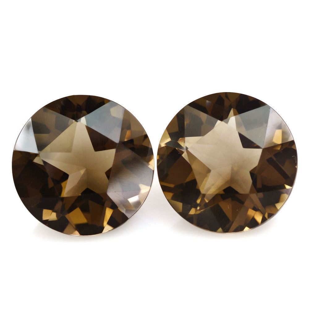 SMOKY QUARTZ PENTAGON ROUND WITH STAR CUT BACK (DES#44) 15MM 10.67 Cts.
