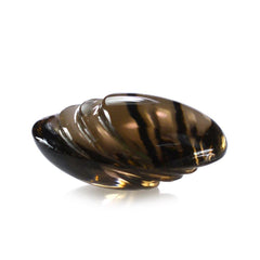 SMOKY QUARTZ LENTIL OVAL WITH  CARVING (DES#26) 12X10MM 3.30 Cts.