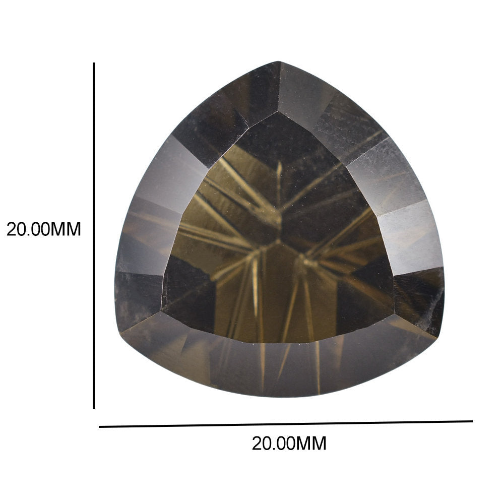 SMOKY QUARTZ CONCAVE LIGHTENING CUT TRILLION 20MM 20.20 Cts.