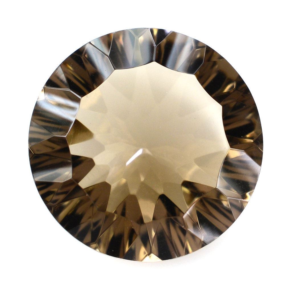 SMOKY QUARTZ CONCAVE CUT ROUND (DES#45) 14MM 7.70 Cts.