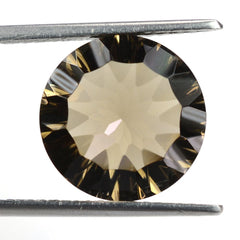SMOKY QUARTZ CONCAVE CUT ROUND (DES#45) 14MM 7.70 Cts.