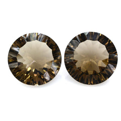 SMOKY QUARTZ CONCAVE CUT ROUND (DES#45) 14MM 7.70 Cts.