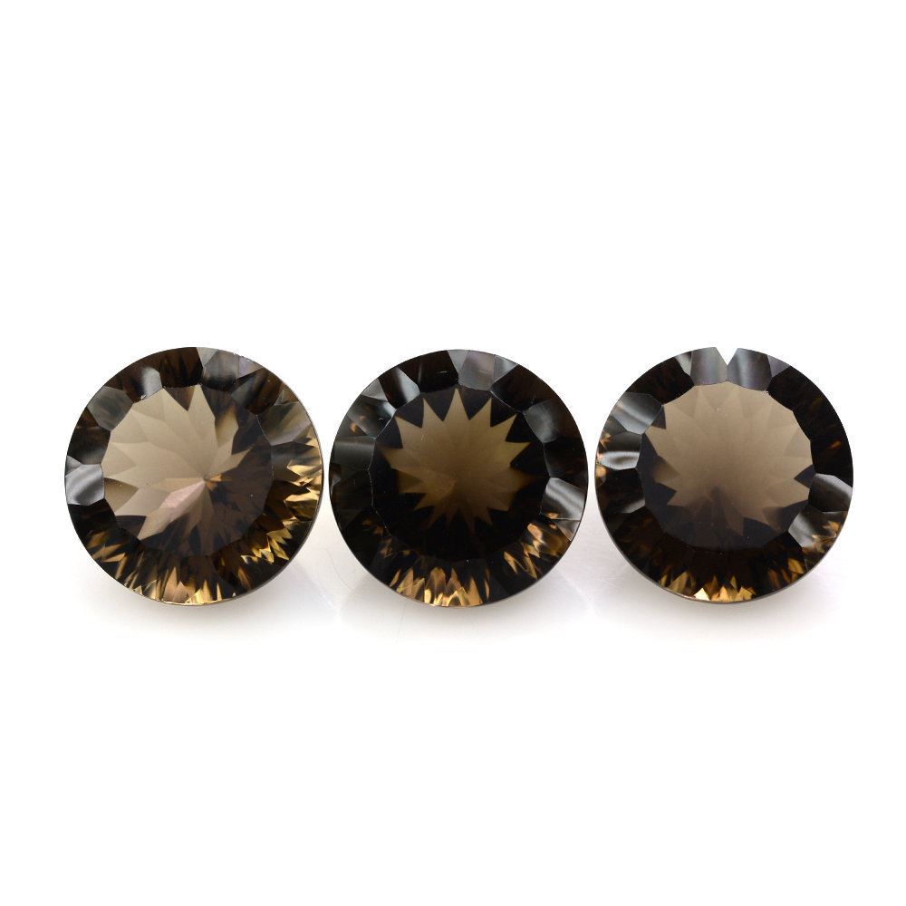 SMOKY QUARTZ CONCAVE CUT ROUND (DES#46) 15MM 13.32 Cts.