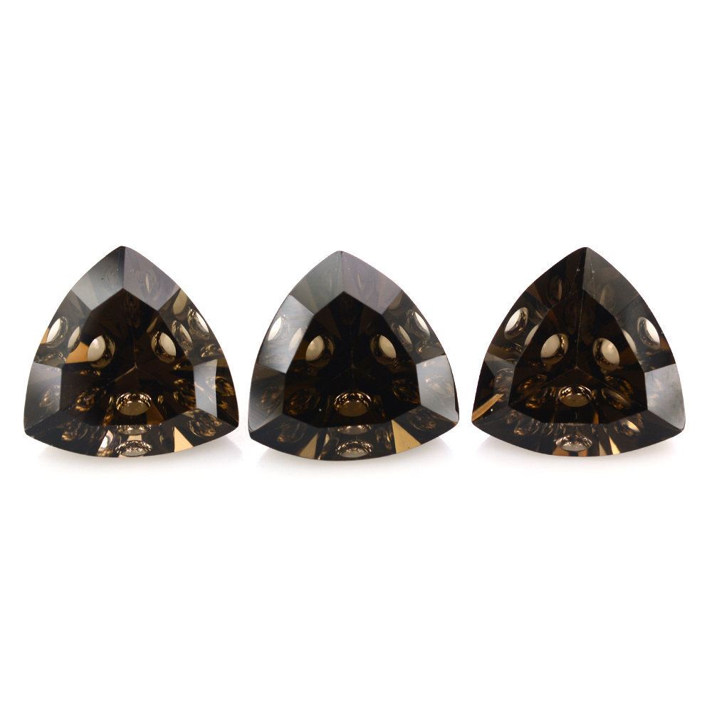 SMOKY QUARTZ SUPPER BUBBLE TRILLION (DES#116) 14MM 7.44 Cts.