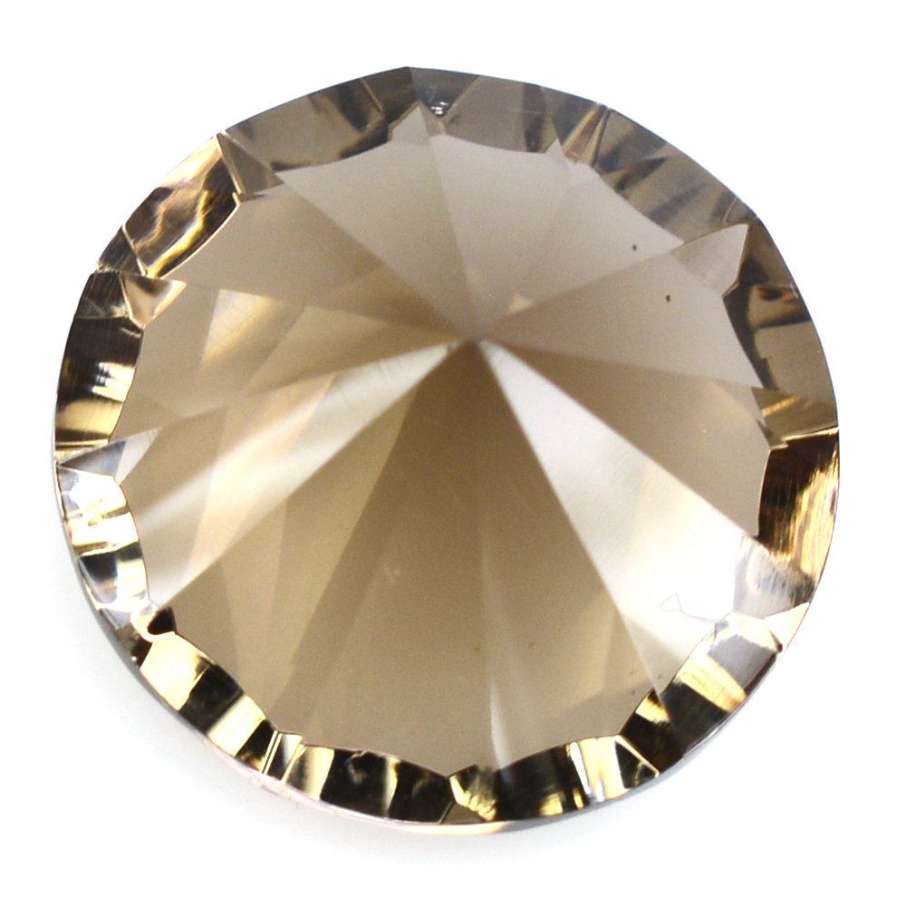 SMOKY QUARTZ CONCAVE STRAIGHT FACET ROUND (DES#77) 14MM 11.48 Cts.