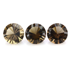 SMOKY QUARTZ CONCAVE STRAIGHT FACET ROUND (DES#77) 14MM 11.48 Cts.