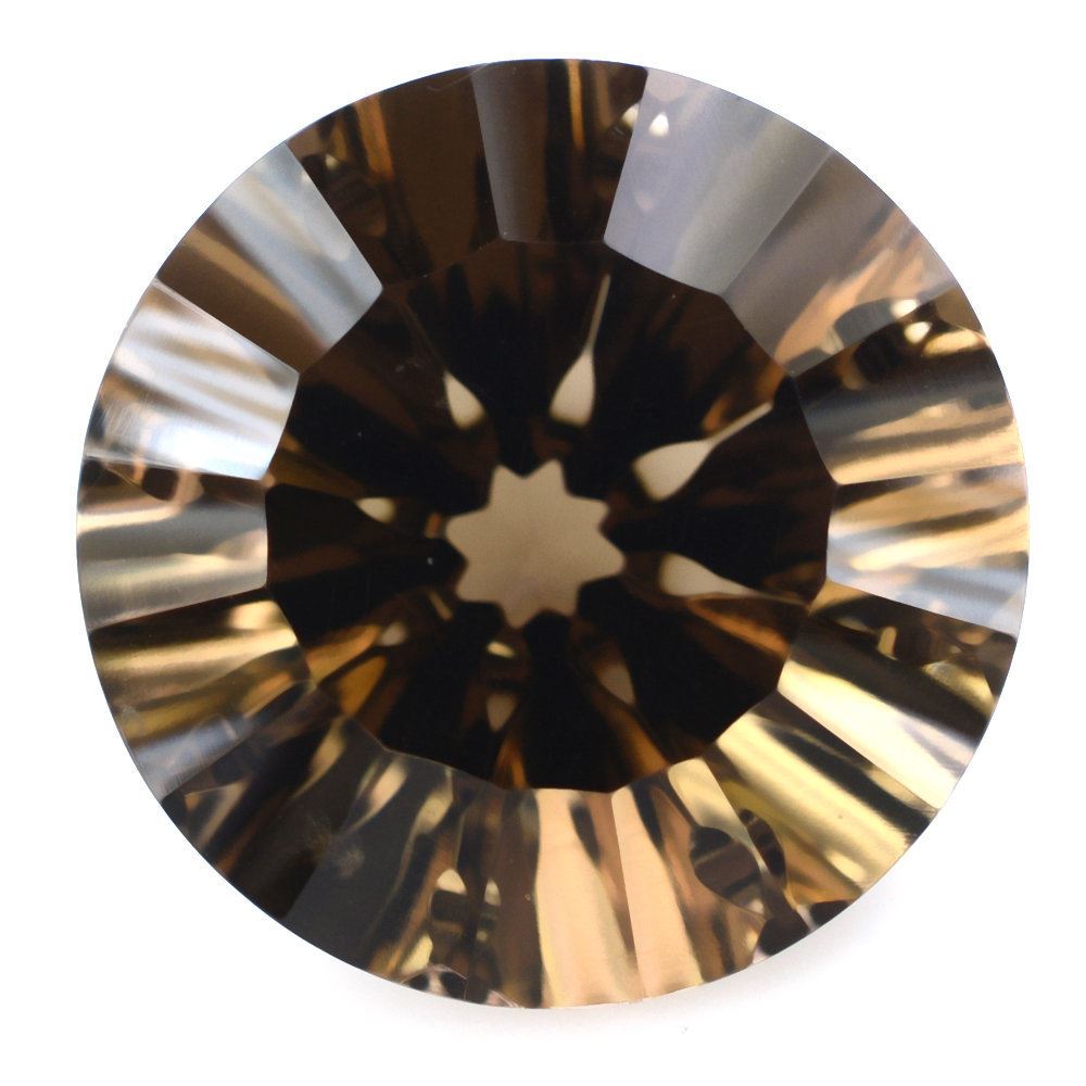 SMOKY QUARTZ CONCAVE SPLENDOR CUT ROUND (DES#74) 16MM 13.13 Cts.