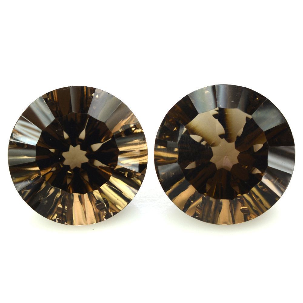 SMOKY QUARTZ CONCAVE SPLENDOR CUT ROUND (DES#74) 16MM 13.13 Cts.
