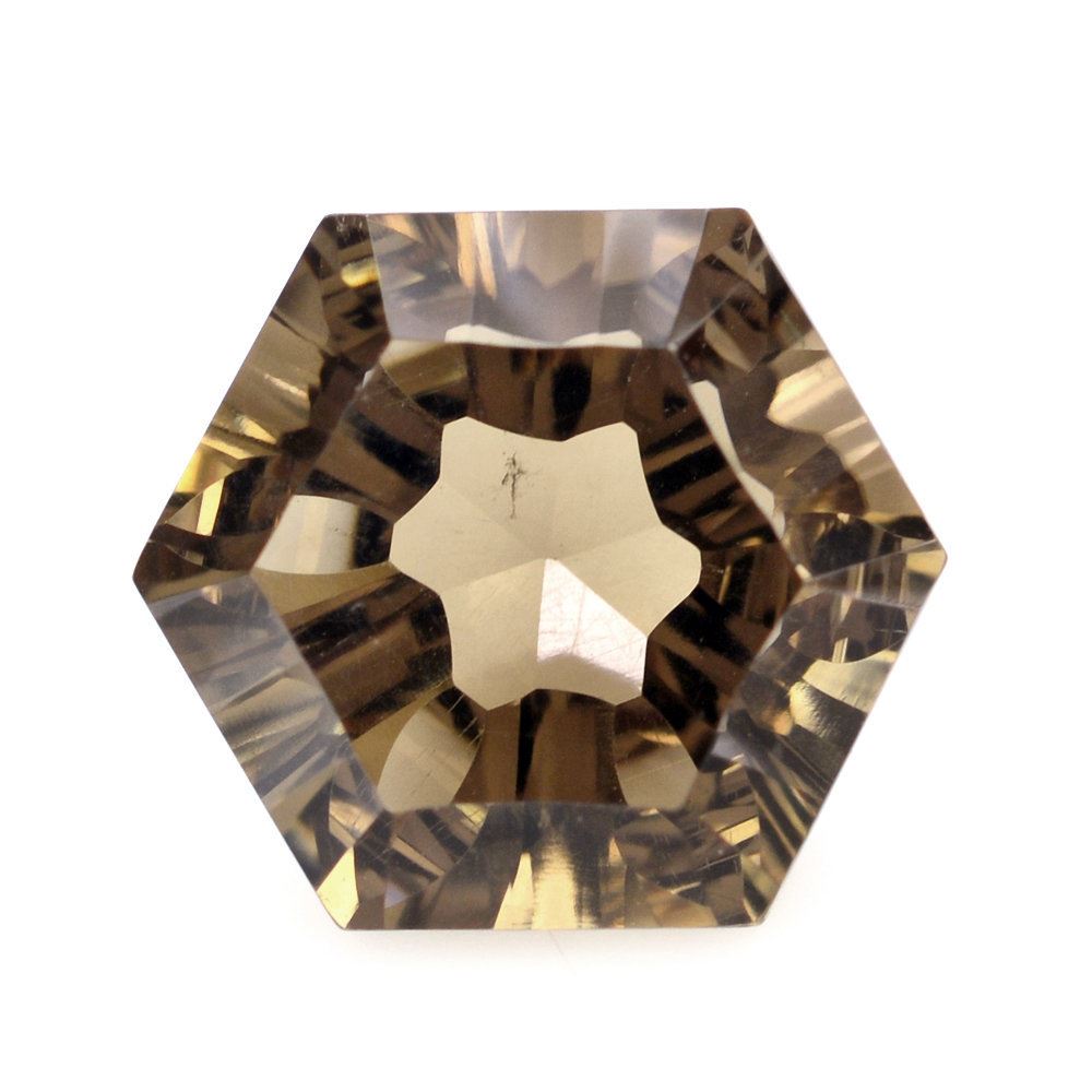 SMOKY QUARTZ CONCAVE SPLENDOR CUT HEXAGON (DES#76) 12MM 6.30 Cts.
