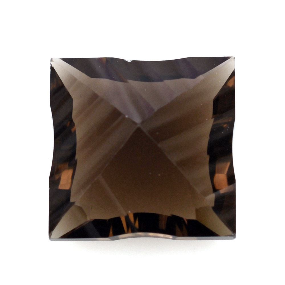 SMOKY QUARTZ CONCAVE NINETY CUT SQUARE (DES#52) 12MM 6.93 Cts.