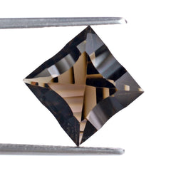 SMOKY QUARTZ CONCAVE NINETY CUT SQUARE (DES#52) 12MM 6.93 Cts.