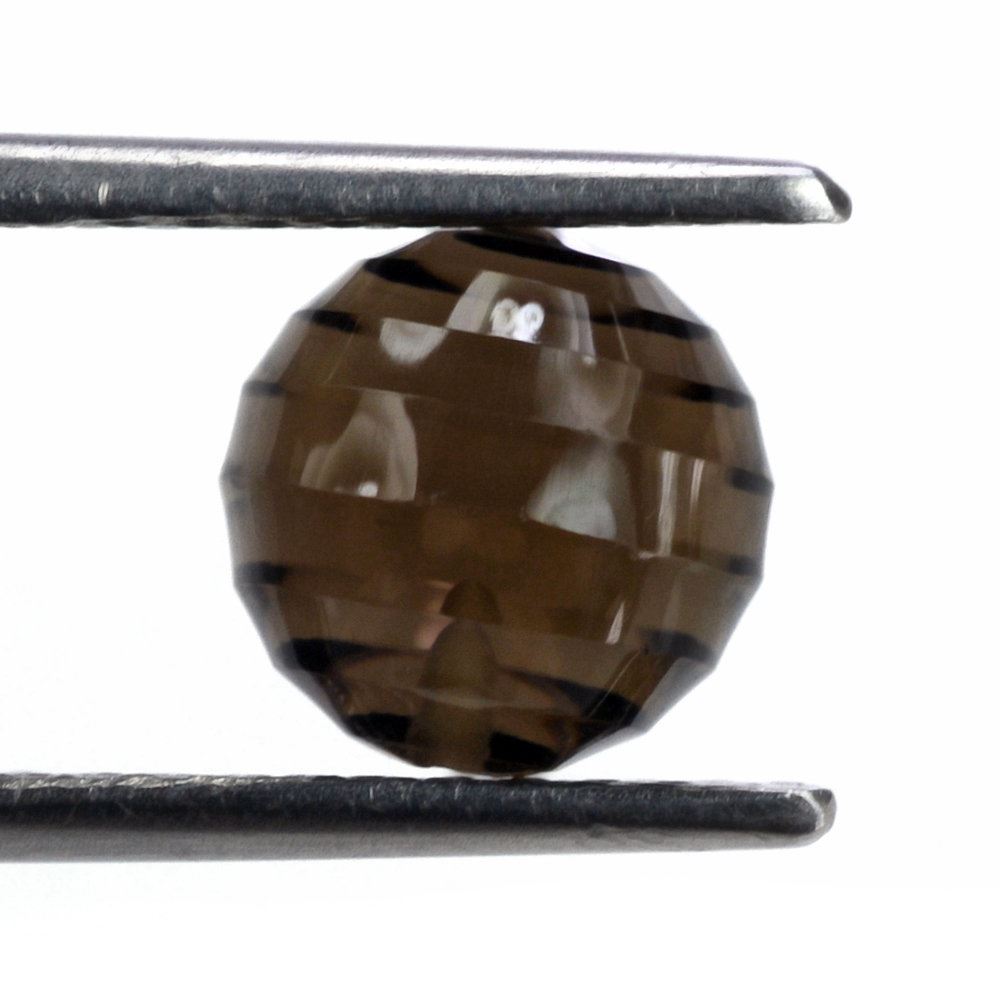 SMOKY QUARTZ CONCAVE BALL (HALF DRILL) (DES#137) 8MM 3.72 Cts.
