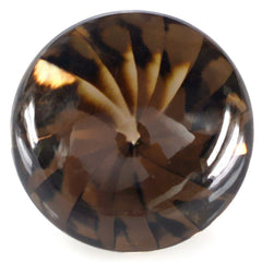 SMOKY QUARTZ BUFFTOP ROUND WITH TWISTED CONCAVE (DES#31) 15MM 11.49 Cts.
