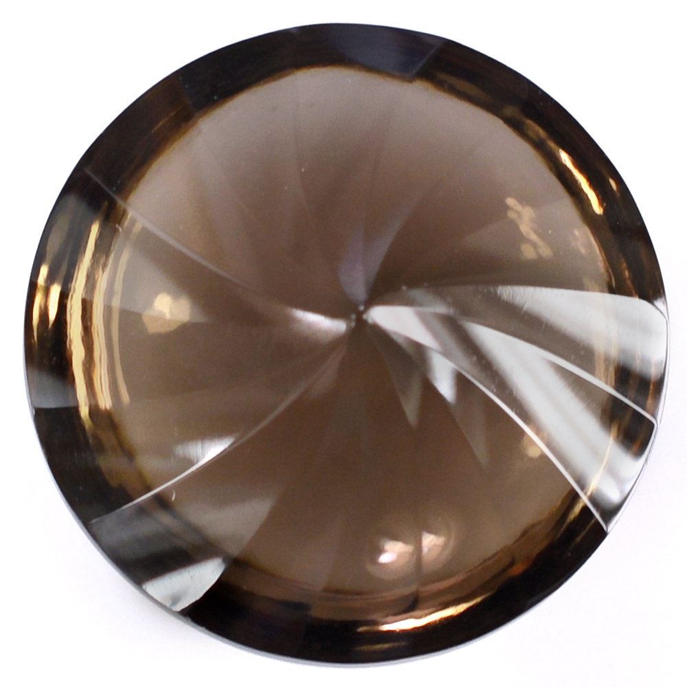 SMOKY QUARTZ BUFFTOP ROUND WITH TWISTED CONCAVE (DES#31) 15MM 11.49 Cts.