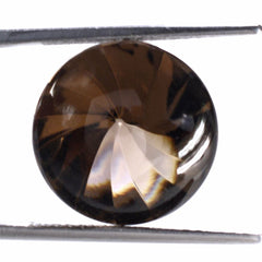SMOKY QUARTZ BUFFTOP ROUND WITH TWISTED CONCAVE (DES#31) 15MM 11.49 Cts.