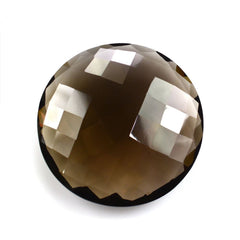 SMOKY QUARTZ CHECKER BRIOLETTE ROUND 28MM 37.88 Cts.
