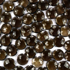SMOKY QUARTZ CHECKER BRIOLETTE ROUND 28MM 37.88 Cts.