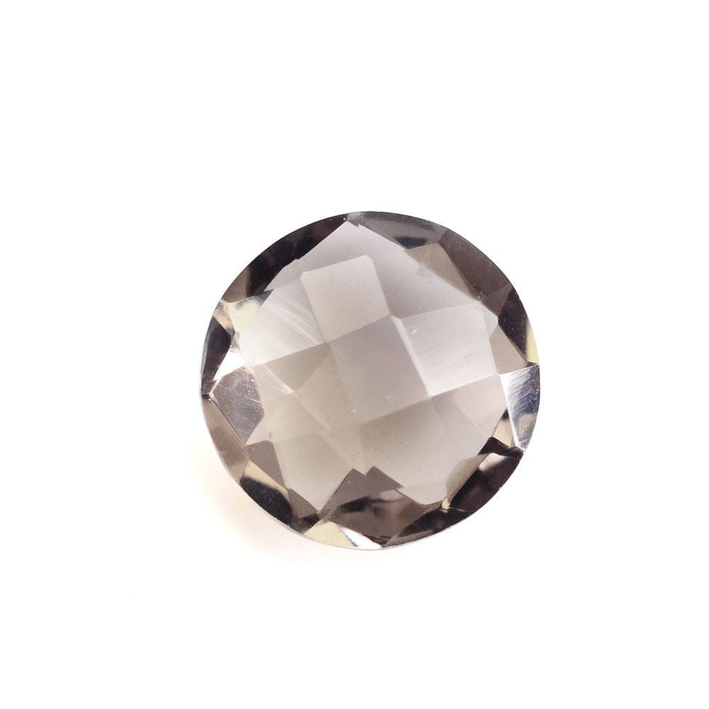 SMOKY QUARTZ CHECKER BRIOLETTE ROUND 8.20MM 1.34 Cts.