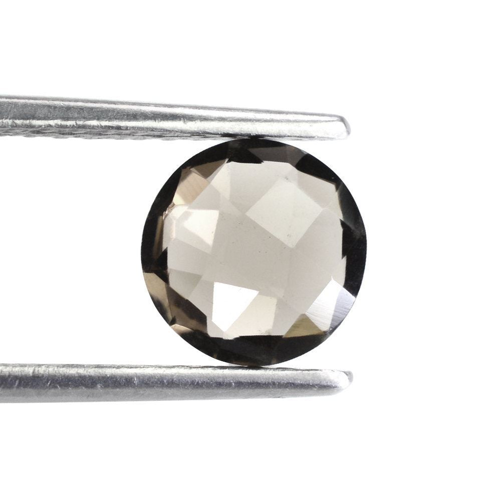 SMOKY QUARTZ CHECKER BRIOLETTE ROUND 8.20MM 1.34 Cts.