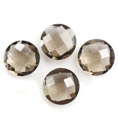 SMOKY QUARTZ CHECKER BRIOLETTE ROUND 8.20MM 1.34 Cts.