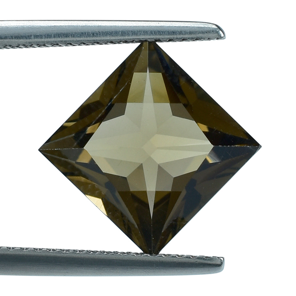 SMOKY QUARTZ STEP TOP PRINCESS CUT BACK SQUARE (DES#91) MEDIUM) 10MM 4.70 Cts.