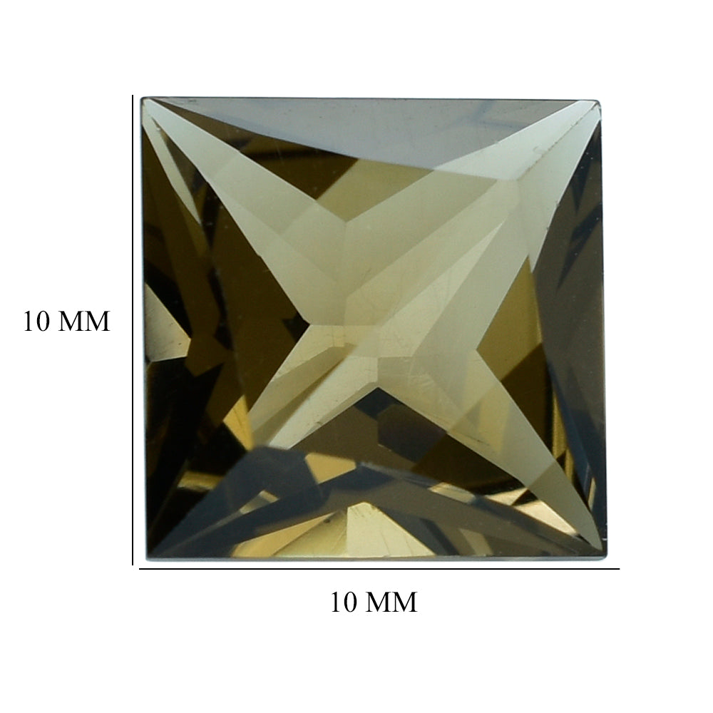 SMOKY QUARTZ STEP TOP PRINCESS CUT BACK SQUARE (DES#91) MEDIUM) 10MM 4.70 Cts.