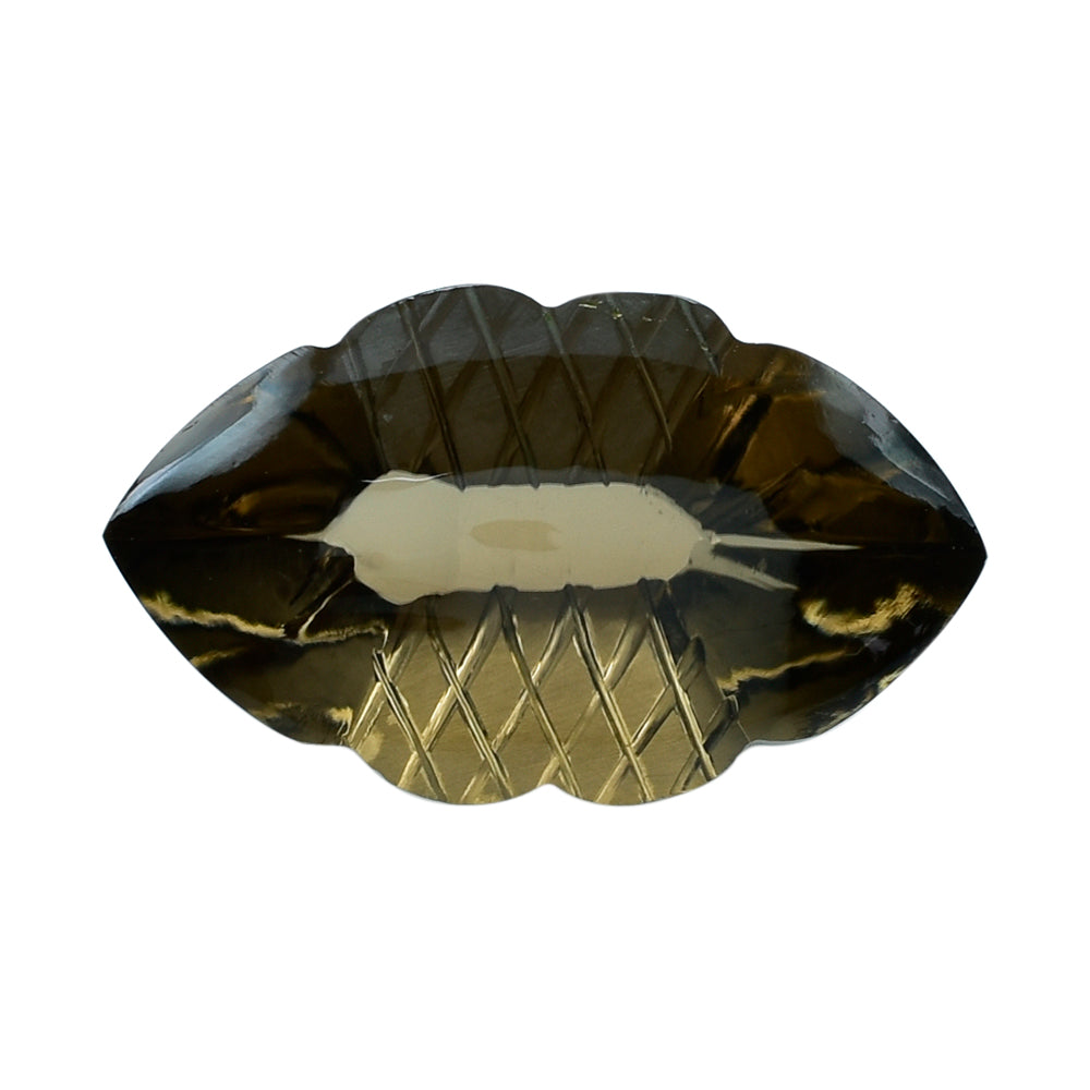 SMOKY QUARTZ BUFFTOP FISH CARVED BACK MARQUISE (DES#111) (MEDIUM) 20X11.50MM 9.73 Cts.
