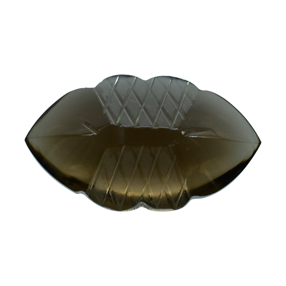 SMOKY QUARTZ BUFFTOP FISH CARVED BACK MARQUISE (DES#111) (MEDIUM) 20X11.50MM 9.73 Cts.