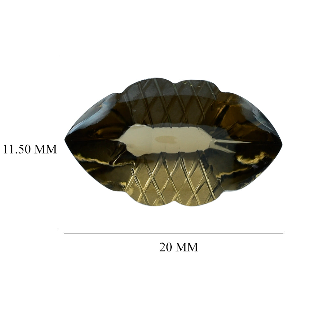 SMOKY QUARTZ BUFFTOP FISH CARVED BACK MARQUISE (DES#111) (MEDIUM) 20X11.50MM 9.73 Cts.