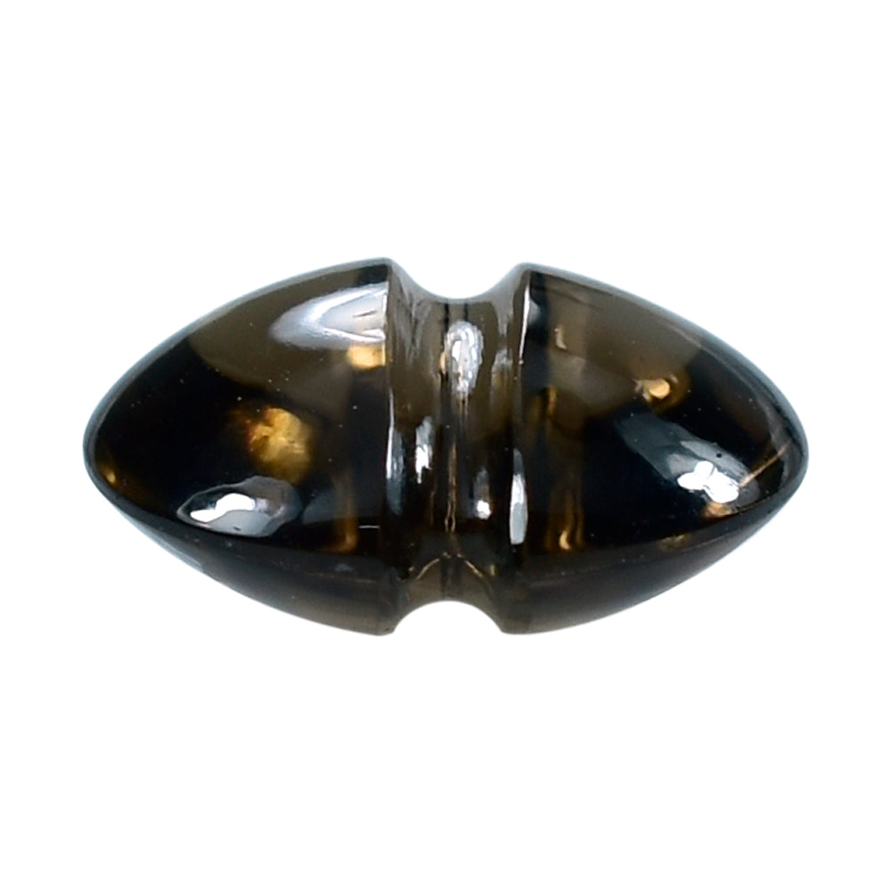 SMOKY QUARTZ LENTIL ROUND CARVED BELT (DES#25) (DARK) 12MM 5.06 Cts.