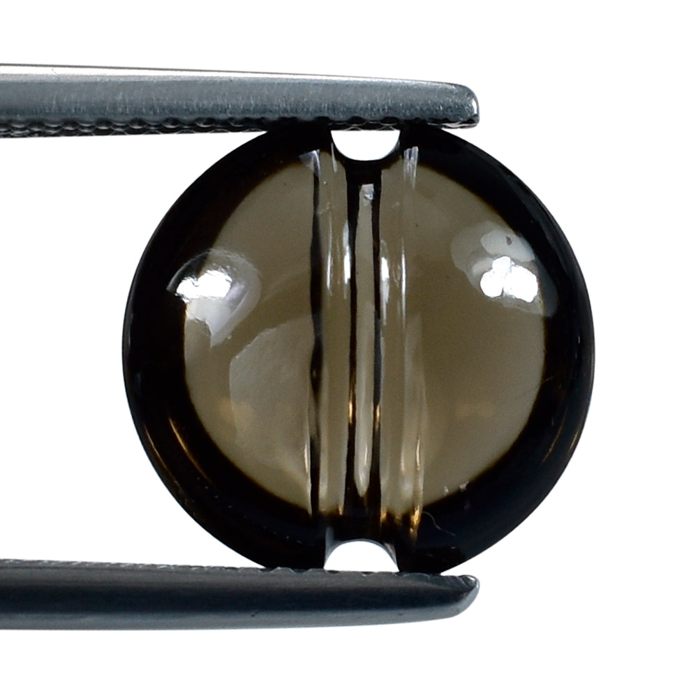 SMOKY QUARTZ LENTIL ROUND CARVED BELT (DES#25) (DARK) 12MM 5.06 Cts.