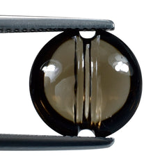 SMOKY QUARTZ LENTIL ROUND CARVED BELT (DES#25) (DARK) 12MM 5.06 Cts.