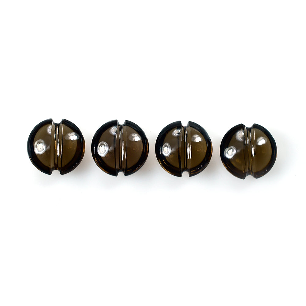SMOKY QUARTZ LENTIL ROUND CARVED BELT (DES#25) (DARK) 12MM 5.06 Cts.