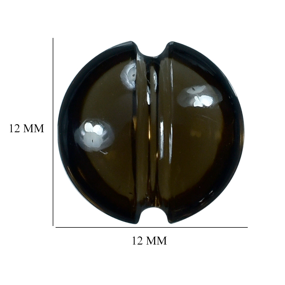 SMOKY QUARTZ LENTIL ROUND CARVED BELT (DES#25) (DARK) 12MM 5.06 Cts.