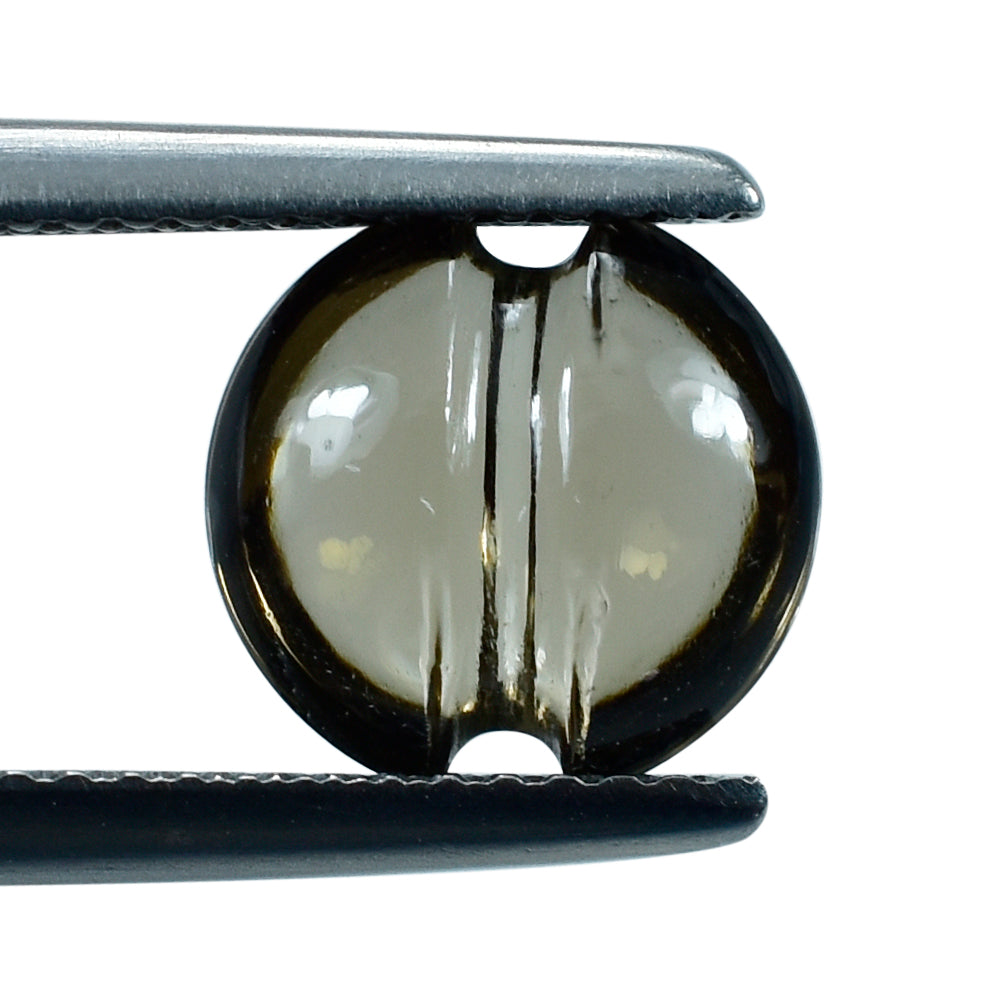 SMOKY QUARTZ LENTIL ROUND CARVED BELT (DES#25) (MEDIUM) 9MM 2.08 Cts.