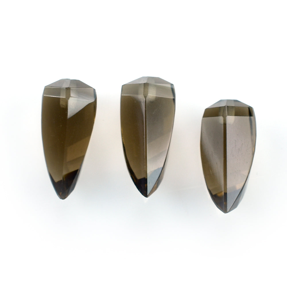 SMOKY QUARTZ LADY FINGER (DES#19) (HALF DRILL) (MEDIUM) 16X7MM 5.66 Cts.