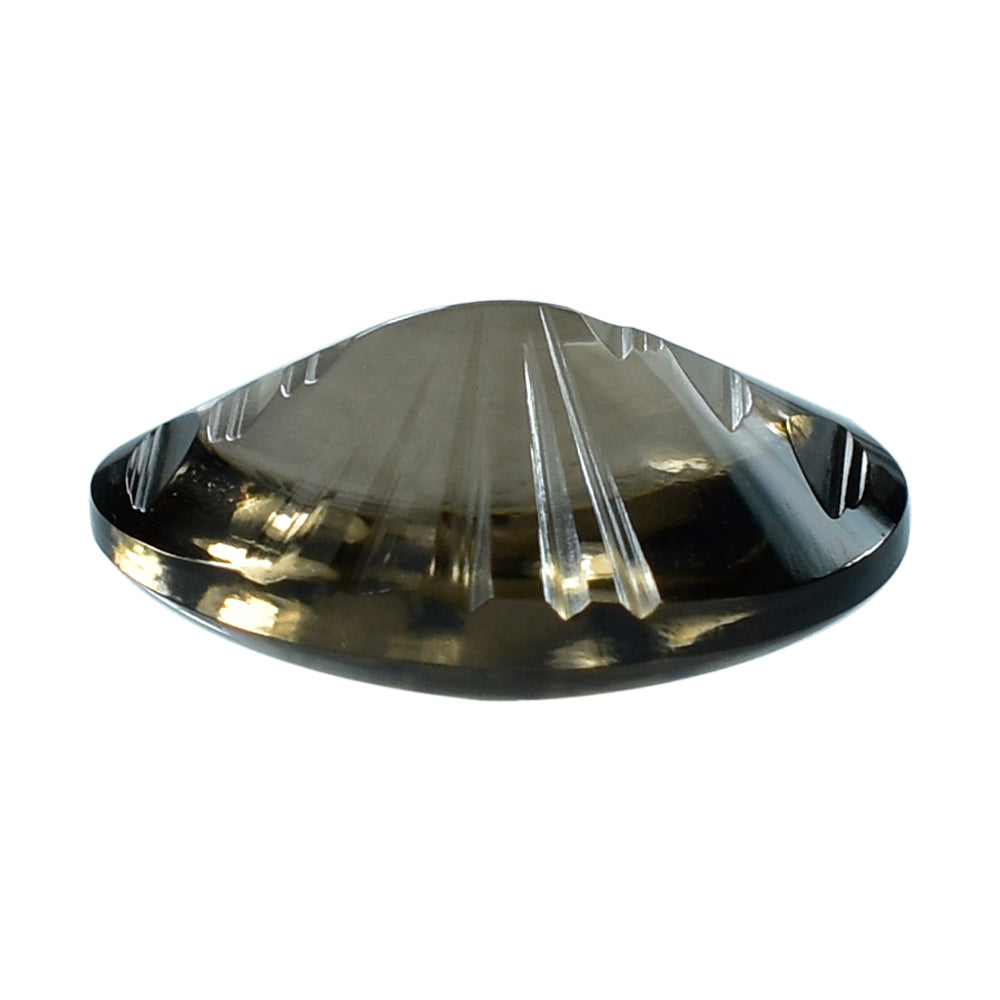 SMOKY QUARTZ BUFFTOP LAZER CONCAVE BACK OVAL (DES#101) (MEDIUM) 16X12MM 8.55 Cts.